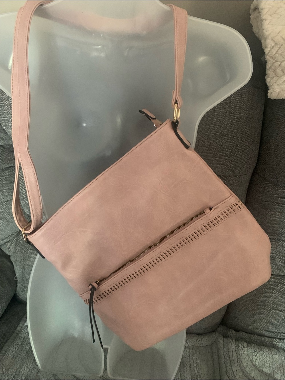 Blush Pink Crossbody Shoulder Bag - Casual Everyday Tote